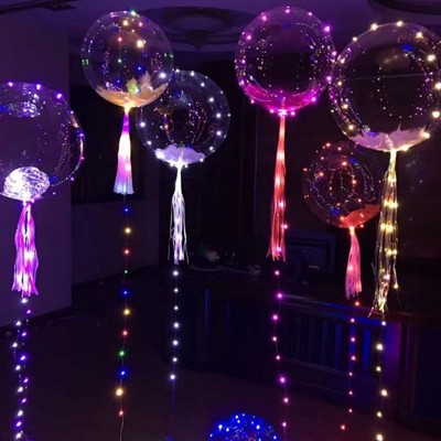 Luminous Bounce Ball Balloon Stall Hot Sale Internet Celebrity Confession Balloon 18-Inch LED Lighting Chain Transparent Helium Photosphere