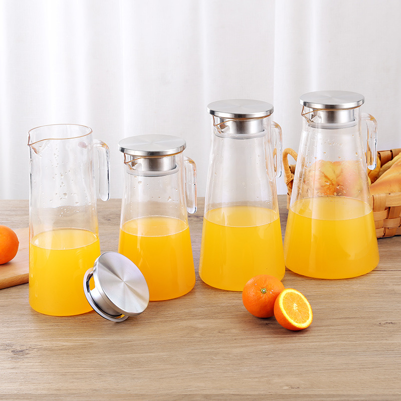 家用不锈钢盖过滤凉水壶 亚克力PC冷水壶 透明塑料花茶壶果汁壶