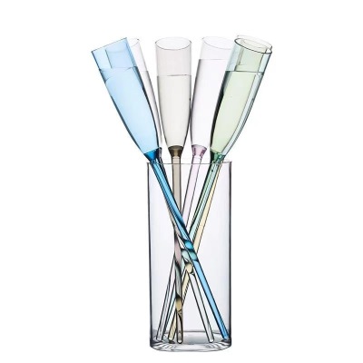 Acrylic Pc Beach Cup Champagne Glass KTV Cocktail Wine Glass Color Goblet Plastic Drop-Resistant Set