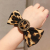 Korean Style New round Buckle Diamond Mesh Red Bow Hair Rope Leopard Print Hair Band for Bun Haircut Ponytail Rubber Band Headband Hair Accessories