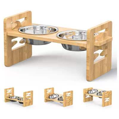 Pet Supplies Dog Bowl Rack Dog Food Bowl Dog Basin Dog Food Bowl Stainless Steel Double Bowl Folding Cat Bowl Dog Dining Table