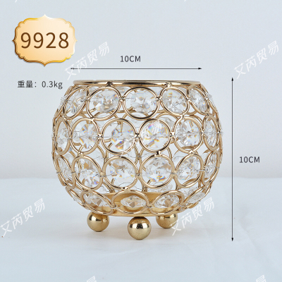 European-Style Crystal Candle Holder Ornaments Spherical Candlestick Desktop Decoration Crafts