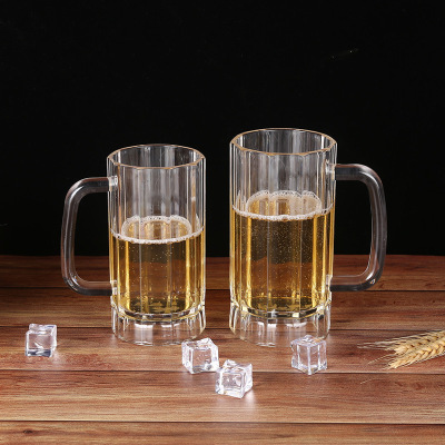 PC Bar Glass Acrylic Beer Mug KTV Large Beer Mug with Handle Plastic Beverage Drop-Resistant High Temperature Resistant Wine Glass