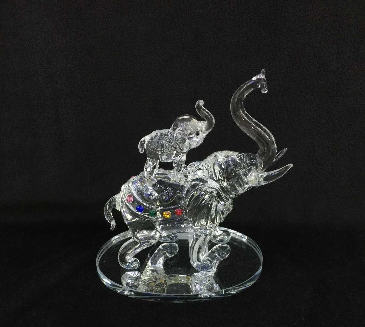 母子大象水晶吉祥如意平安居家摆件水晶装饰品水晶样板房寓意摆件