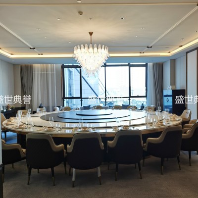 Five-Star Hotel Electric Dining Table Resort Hotel Box Marble Electric round Table Seafood Dining Table in Dining Room
