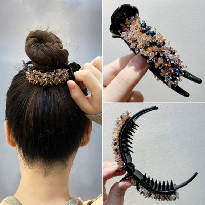 Bun Grip Female Advanced Crystal Hairpin New Large Hair Clip Elegant Graceful Hair Fixer Updo Gadget