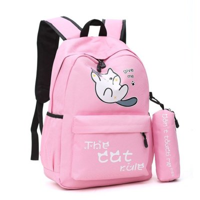 2020 Summer New Backpack Children's Cartoon Canvas Zip School Bag Primary and Secondary School Sewing Line Leisure Bag