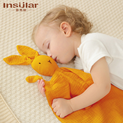Baby Cotton Gauze Appeasing Towel Baby Sleep Companion Doll Rabbit Soothing Handkerchief Comfort Toy Cross-Border