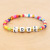 2020 European and American Original Bohemian Ethnic Style Square Love Letter Rainbow Micro Glass Bead Female Bracelet