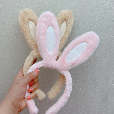 Cute Plush Rabbit Ears Hair Hoop Cartoon Taking Picture Headdress Super Cute Cos Hairpin Internet Celebrity Live and Photo Headband Female