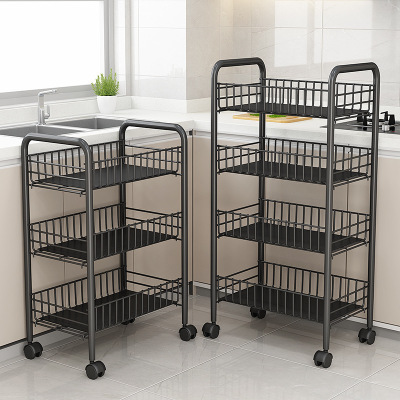 Kitchen Storage Rack Floor Multi-Layer Moving Wheels Trolley Gap Storage Rack Balcony Toilet Living Room Bedroom Storage