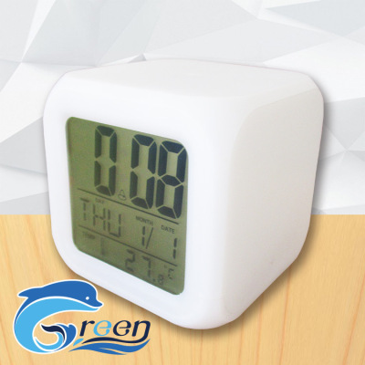 Supply Colorful Multifunctional Square Clock Creative Luminous Cute Electronic Clock Colorful Music Alarm Clock