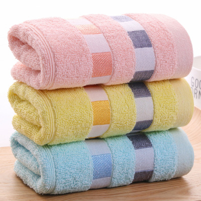 Towel Cotton Wholesale Plaid Towel 14 Gifts Hotel Household Adult Cotton Face Towel Soft Absorbent