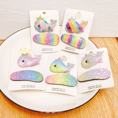 Hot Selling Korean Style Colorful Cute Whale BB Clip Baby Hair Accessories Bang Clip Summer Colorful Stall Ornament Supply