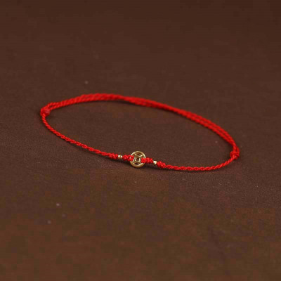 Bracelet/Anklet Gold Coin Style Red Rope Hand-Woven DIY Men's and Women's Hand Rope Foot Rope Simple Splendid Jewelry