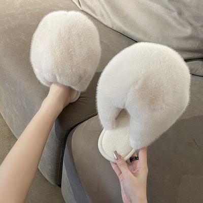 Slippers Women's Winter Plush Fluff Warm Slippers Women's Household Wholesale Indoor Large Amount of Foreign Trade