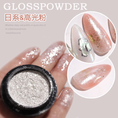 Japanese-Style and Internet-Famous Nail Shimmering Powder Highlight Powder Sequin Eye Shadow Polarized Pink Fairy Fine Pink UV Nail Decorations DIY