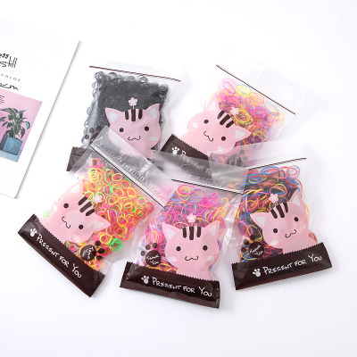 Popular Cat Bag Disposable Rubber Band Color Hair Band Harmless Hair Elastic Head Rope Korean Girl Heart 