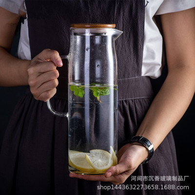 High Temperature Resistant Large Capacity Glass Water Pitcher Cold Water Bottle Thickened Explosion-Proof Juice Jug