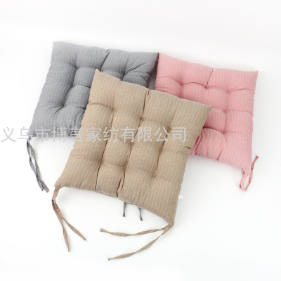 Solid Color Cotton and Linen Stripes Cushion Dining Chair Cushion Chair Cushion