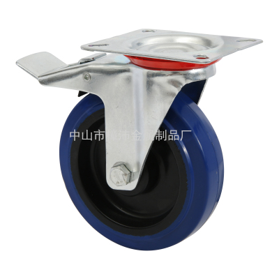 6-Inch European-Style Industrial Wheels Elastic Rubber Wheel Mute Soft Tire Large Bearing Casters