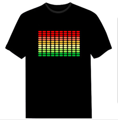 LED Voice Control Lighting T-shirt Music Rhythm Luminous T-shirt Music Bar Fluorescent Clothing Performance Wear Advertising Clothing