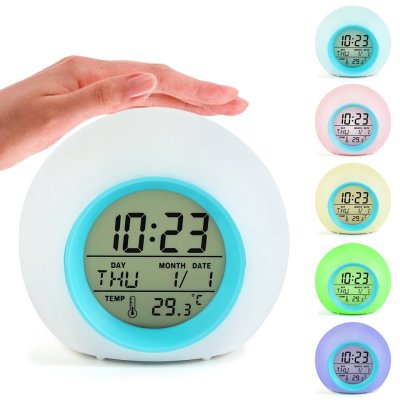 Popular Amazon Electronic Colorful Perpetual Calendar Spherical Luminous Alarm Clock Sleep Night Light Children Bedside Atmosphere Clock
