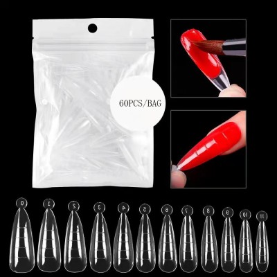 New Nail Shaping Quick Extension Nail Mold Crystal UV Nail Pieces No Paper Tray with Scale 60 Pieces Bags