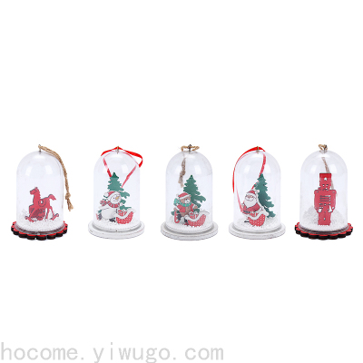 Glass Cover Christmas Holiday Pendant Transparent Glass Cover Christmas Crafts Led with Light Christmas Ornament Pendant