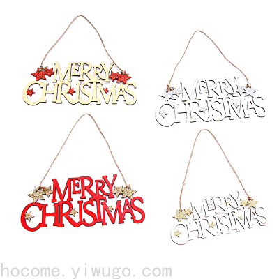 Wooden Christmas Gold Powder Silver Pink Merry Christmas Pendant