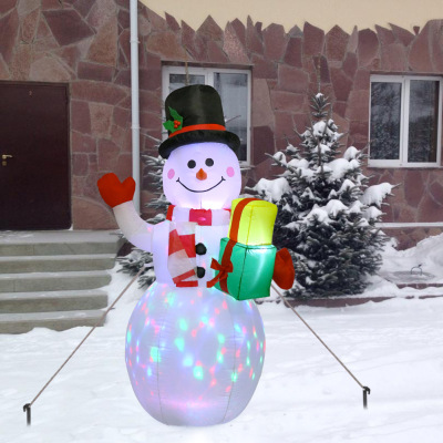 Cross-Border Hot Christmas Inflation Model Inflatable Christmas Snowman Colored Lights Luminous Decoration Inflatable Christmas Snowman