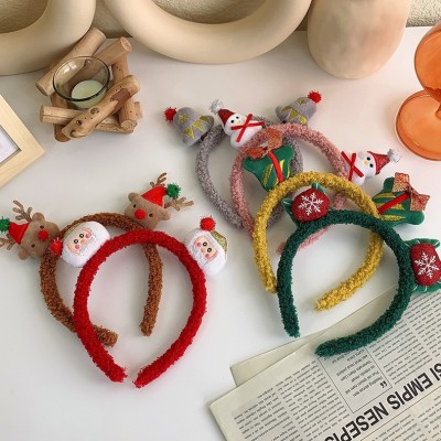 Women's Korean-Style Internet Celebrity Lamb Wool Headband Santa Claus Hairpin Snowman Antlers Headband Christmas Headband Hair Accessories