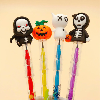 Halloween Pumpkin Head Witch Skull-Free Pencil Ghost Pens for Writing Letters Eggs Laying Pencil Bullet Pen Children's Prizes