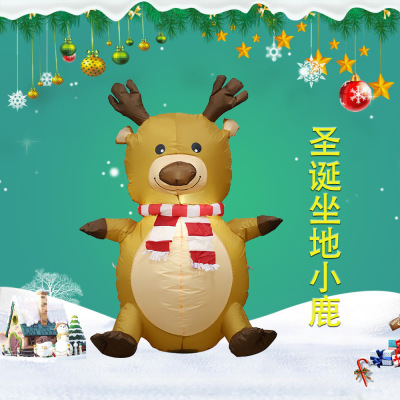 Exclusive for Cross-Border 1.2M Christmas Elk Inflatable Model with LED Lights Christmas Outdoor Inflatable Products