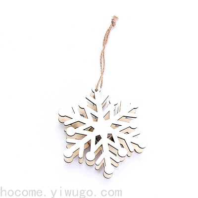 Wooden Led Snowflake Pendant Christmas Festival Pendant Crafts with Lights