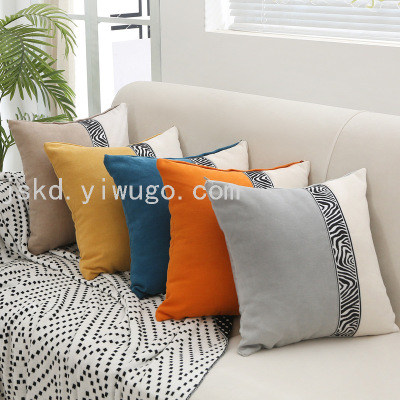 Simple Ins Style Entry Luxury Home Leopard Splicing Living Room Sofa Cushion Pillow Big Backrest Linen Pillow Cover