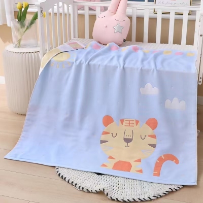 Four-Layer Gauze Cute Tiger Jacquard Children's Quilts 110x110