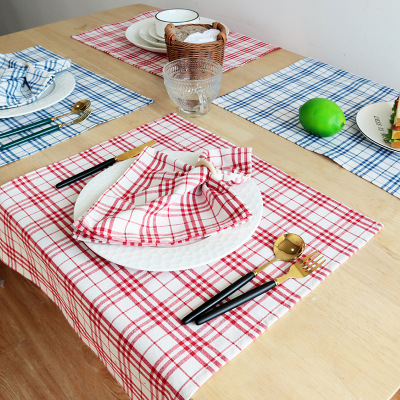 Plaid Element Simple All-Match Cotton British Style Ziju Fabric Square Napkin Tea Towel Western-Style Napkin