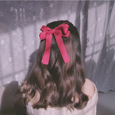 Versatile Korean Style Internet Celebrity Satin Bow Zhao Silu Same Style Ribbon Spring Clip Multiple Hair Accessories Fairy Barrettes