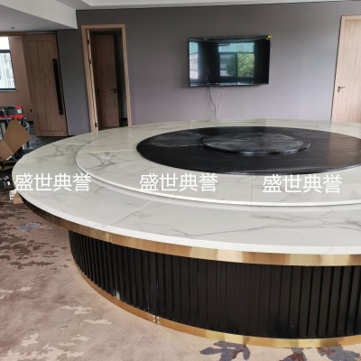 Hotel Electric round Table Seafood Restaurant Box Marble Electric Table High-End Club 20-Person Dining Table