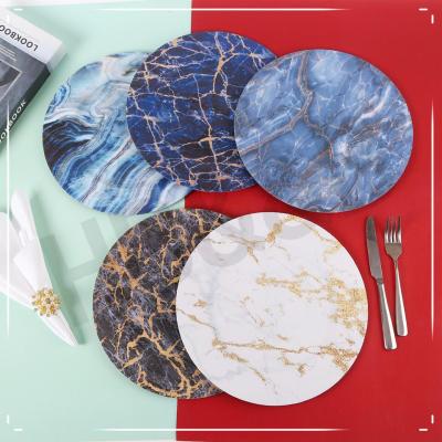 Fashion Marbling Decorative Tray Plate Plate Hotel Wedding Banquet Placemat Plate Plastic Tray Craft Plate