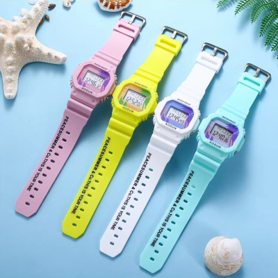 Children's Fashion Fresh Primary and Secondary School Women's Watch Multi-Functional Electronic Watch Waterproof Drop-Resistant Luminous Fresh