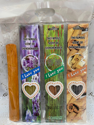 20 Pieces Incense Sets + Wood Board Incense Holder (3 Flavors/Card 6 Kinds of Fragrance Random)