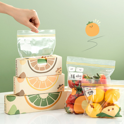 Freshness Protection Package Household Food Grade Self-Sealing Food Refrigerator Frozen Envelope Bag Vegetables and Fruits Sorting Bag with Label