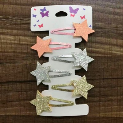 Children Headwear Hair Accessories Simple Style Five-Pointed Star Onion Skin Silver Gold BB Clip Three Colors Six a Pair of Hairclips