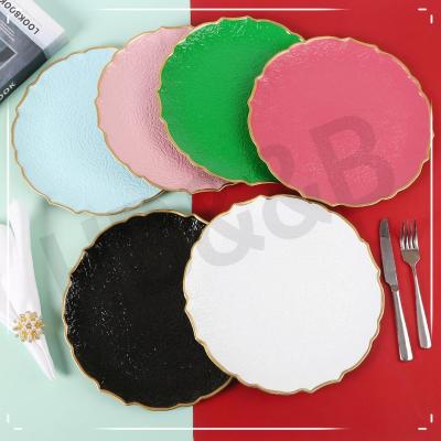 Fashion Dark Pattern Decorative Tray Plate Plate Hotel Wedding Banquet Placemat Plate Plastic Tray Craft Plate