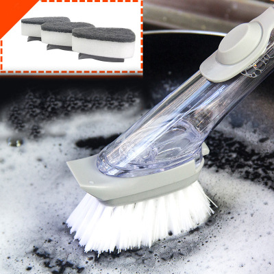 Dish Brush Hydraulic Brush Automatic Liquid-Adding Multi-Functional Long Handle Dish Brush Lazy Cleaner Household