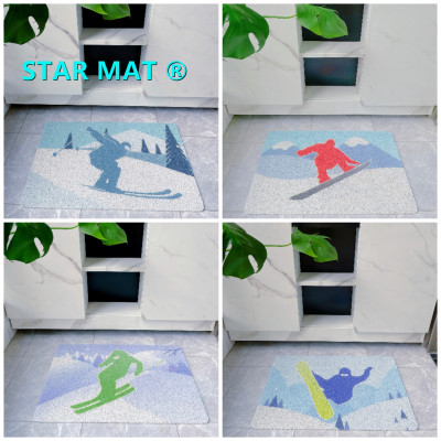 PVC Coil Mat Door Mat Color Printing  Non-Slip Carpet Living Room Stitching Pattern Door Mat Jigsaw Puzzle Mats