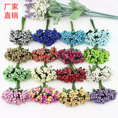 Flower Cherry Stamen Berries Bundle DIY Christmas Wedding Cake Gift Box Wreaths Decor 