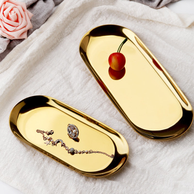 Korean Ins Style Stainless Steel Jewelry Tray Desktop Tray Cosmetic Accessories Plate Metal Tray Sub Wholesale